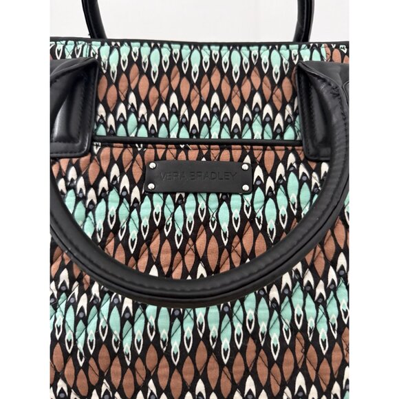 Vera Bradley Sierra Black and Teal Stream Abstract Trapeze Tote Large Purse - Picture 3 of 8